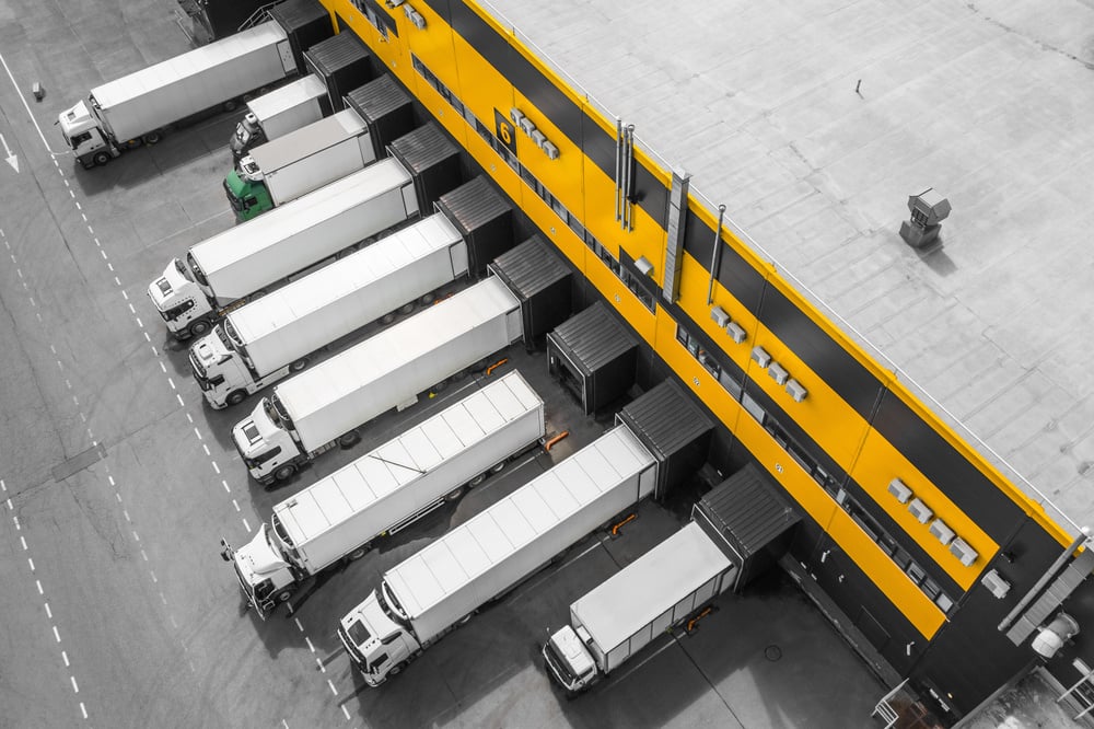 Eight distribution trucks